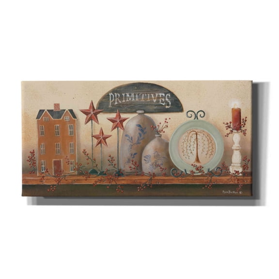 Epic Graffiti 'Primitive Shelf I' by Pam Britton, Canvas Wall Art, 40"x20"