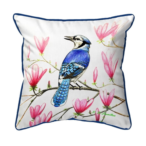 Betsy Drake Interiors Blue Jay Small Indoor/Outdoor Pillow 12x12
