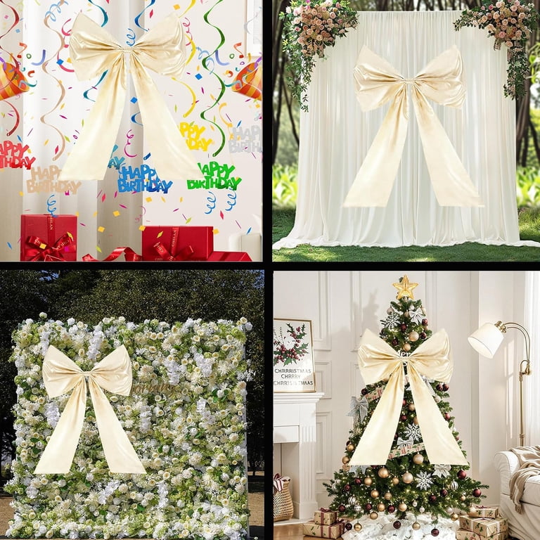 Large Satin Giant Big Bow Ribbon,25x40inch,Champagne - Walmart.com