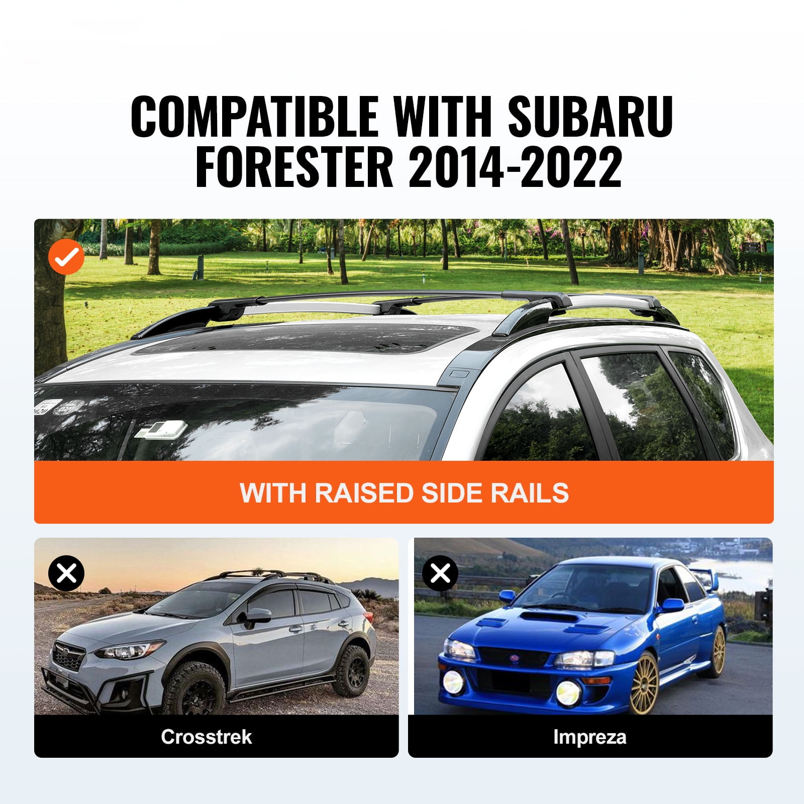 Skyshalo Subaru Forester 2014-2022 Roof Rack Crossbar 200 lbs, Aluminum Black