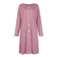 thumbnail image 3 of Huankd Women's Boat Neck Button Down Skater Dress with Pockets Purple Pink XL, 3 of 5
