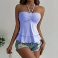 thumbnail image 2 of Women's Flowy Ruffle Hem Tube Top Strapless Bandeau Peplum Tank Summer Sleeveless Casual Cute Tops, 2 of 2