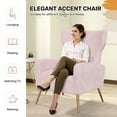thumbnail image 5 of Hawsaiy Velvet Wingback Accent Chair with Golden Legs and Lumbar Pillow, High Back Upholstered Armchair for Living Room or Bedroom, Pink, 5 of 7