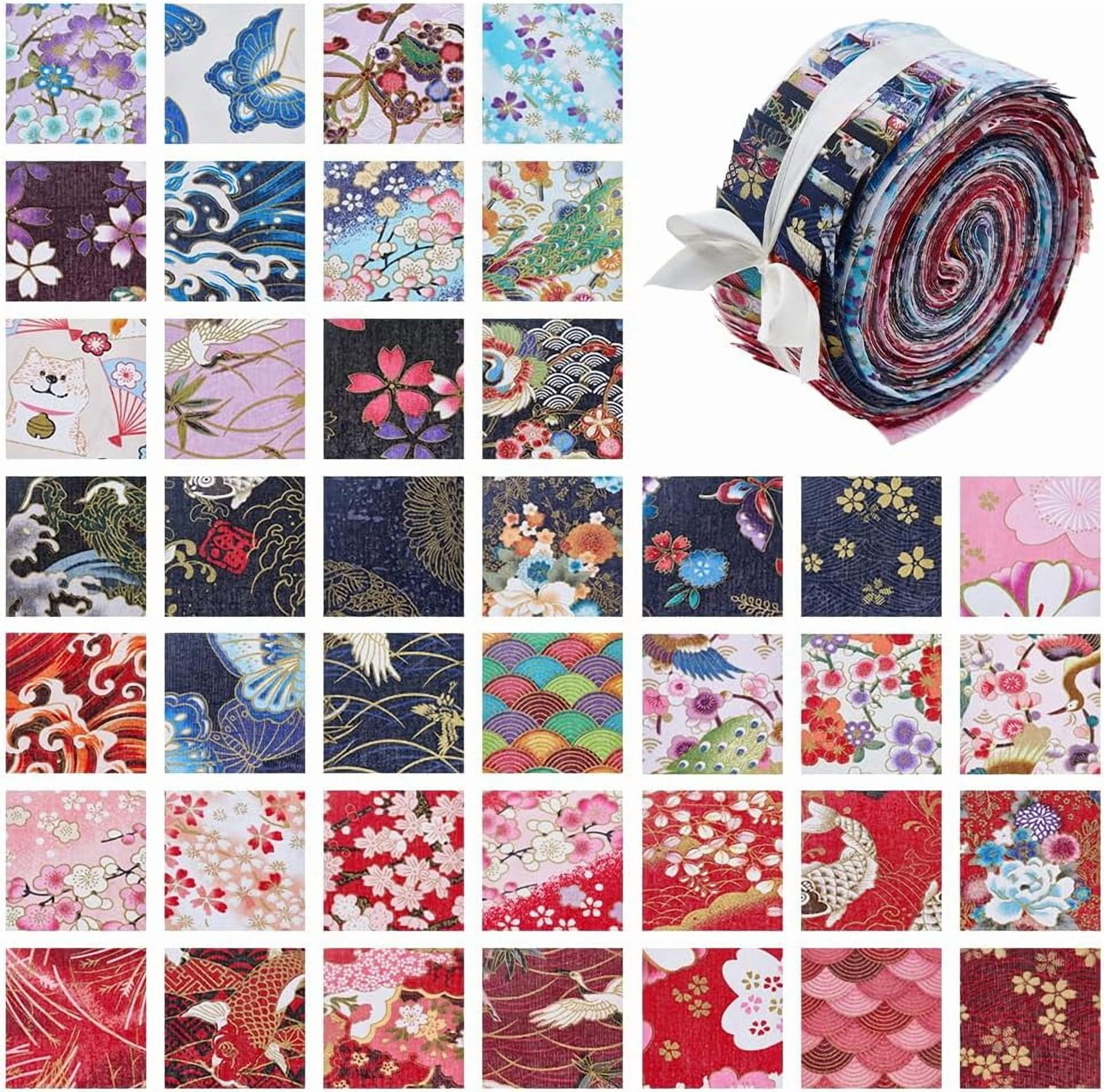 40Pcs Jelly Roll Fabric Cotton Fabric Quilting Strips Flower Pattern Fabrics Cotton Strips Bundle DIY