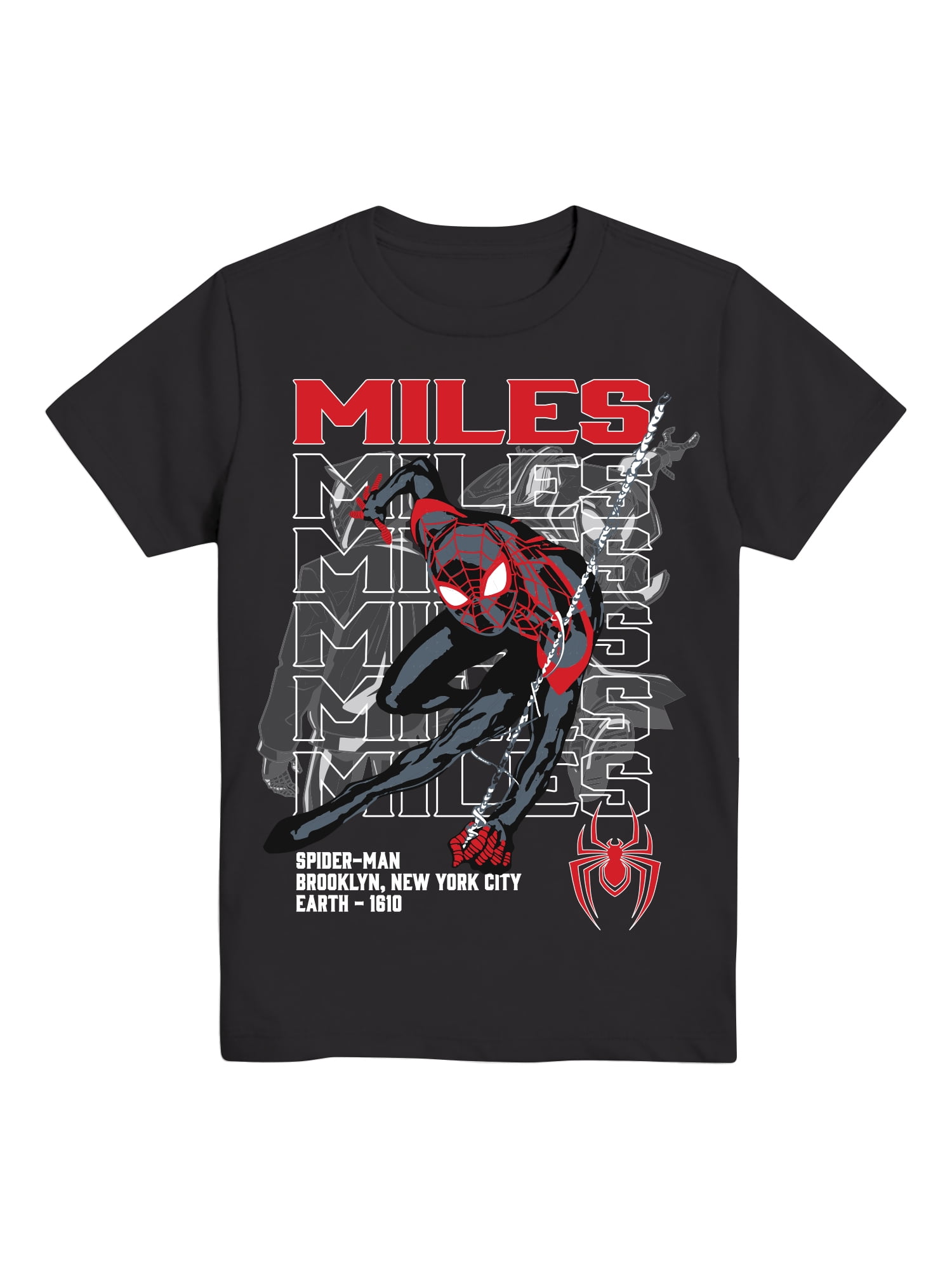 Spider-Man, Boys' & Big Boys', Miles Repeated, Short Sleeve, Graphic T-Shirt, Sizes 4-18
