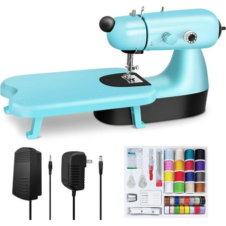 Mini Sewing Machine with Extension Table, Dual Speed Portable Sewing Machine for Beginners, Sewing Kit for Household Use