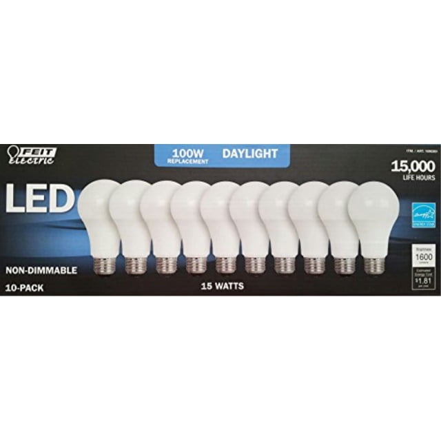 feit 100w led replacement bulbs using 15w daylight 5000k 1600 lumens