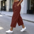 thumbnail image 5 of Womens Pants with Pockets 100% Cotton Elastic Waist Relaxed Fit Loose Casual Pants, 5 of 8