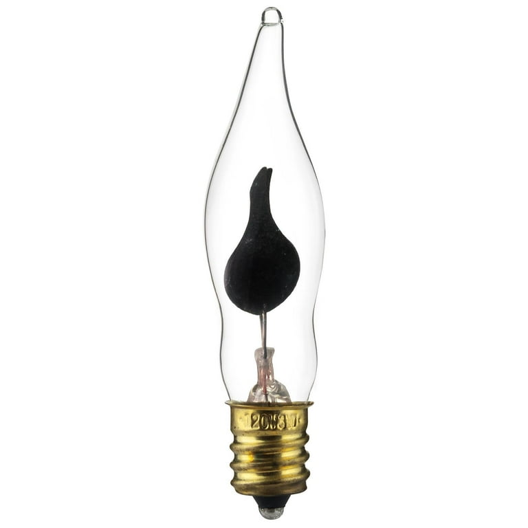 Sunlite 3-Watt CA5 Candelabra Incandescent Flicker Flame E12 Base Light Bulbs (12-Pack)