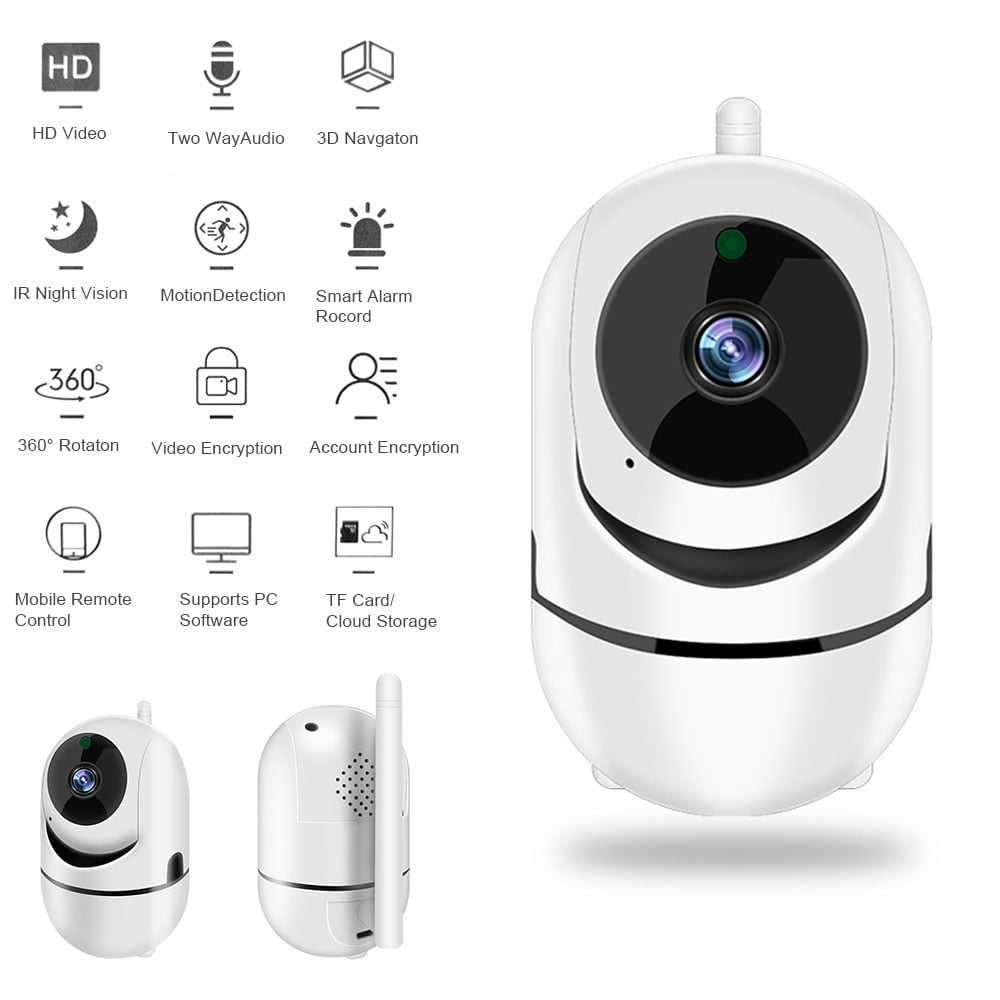 Security Camera Wireless WiFi IP Surveillance System Camera Home Monitor with Motion Detection Two Way Audio,1080p HD Night Vision White Size-1 