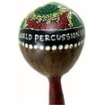 thumbnail image 2 of Large Coconut Maracas Shakers Matching Pair (2) - Percussion musical instrument rattle by World Percussion USA - Painted design, stained handle (2), 2 of 3