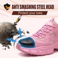 thumbnail image 2 of SKIUHS Women’s Steel Toe Work Shoes, Puncture Resistant Lightweight Safety Sneakers, Breathable Lace-Up Non Slip Work Shoes, All Pink, 2 of 7