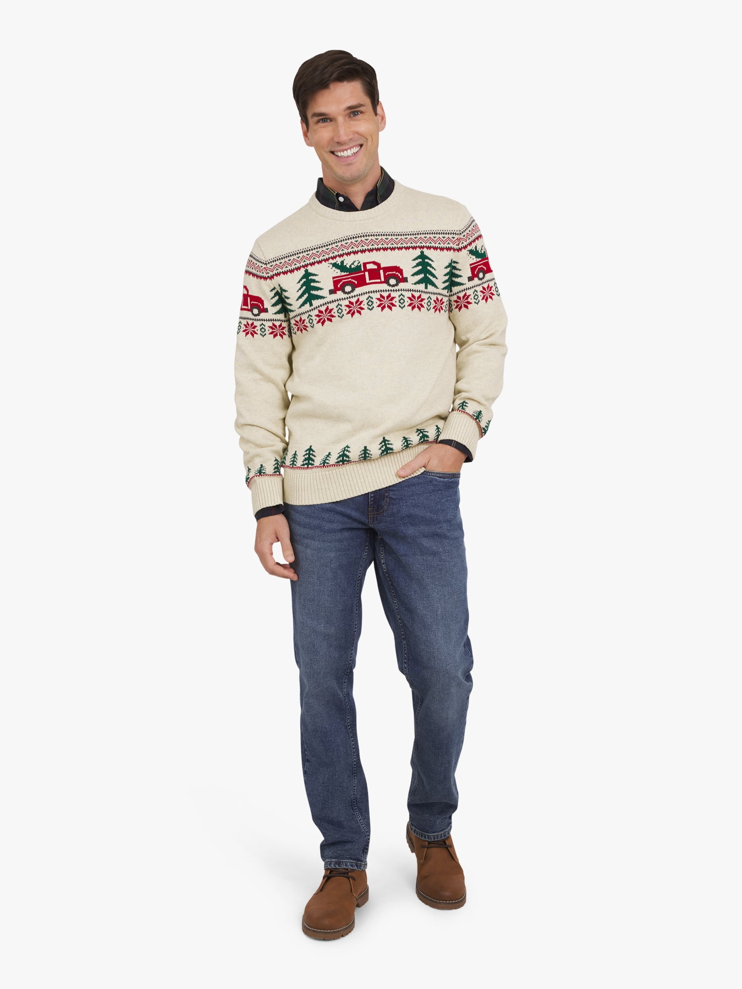 Chaps Men's & Big Men's Cotton Holiday Fairisle Crewneck Sweater, Sizes S-3XL