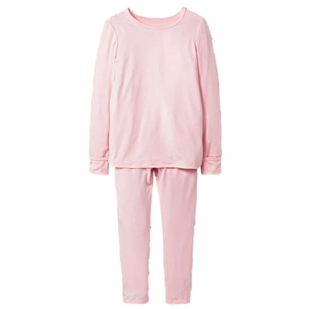 Cuddl Duds Toddler Girls Pale Pink Thermal Underwear Long Johns Base Layer Set