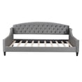 thumbnail image 5 of Noble House Sabrina Luxury Full Daybed, Velvet Upholstered Tufted Sofa Bed, Plywood Frame with Piped Edges, Gray, 5 of 8