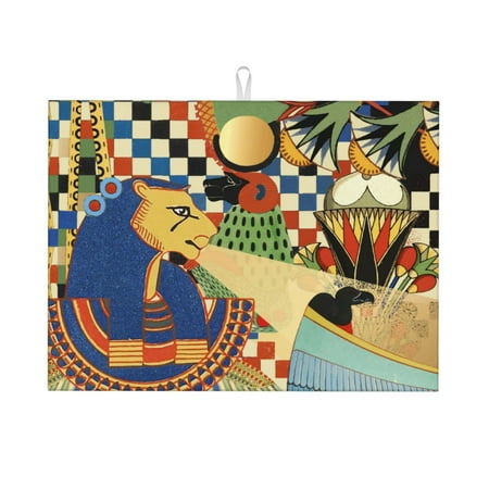 

WARHOOME Dish Drying Mat for Kitchen Counter Egyptian Flat Illustration Microfiber Pad Mats for Dishes Pads 18 x 24 inches