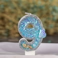 thumbnail image 1 of 1PC Blue Shell Glitter Crown Number Cake Toppers  Birthday Wedding Cakes Dessert, 1 of 6