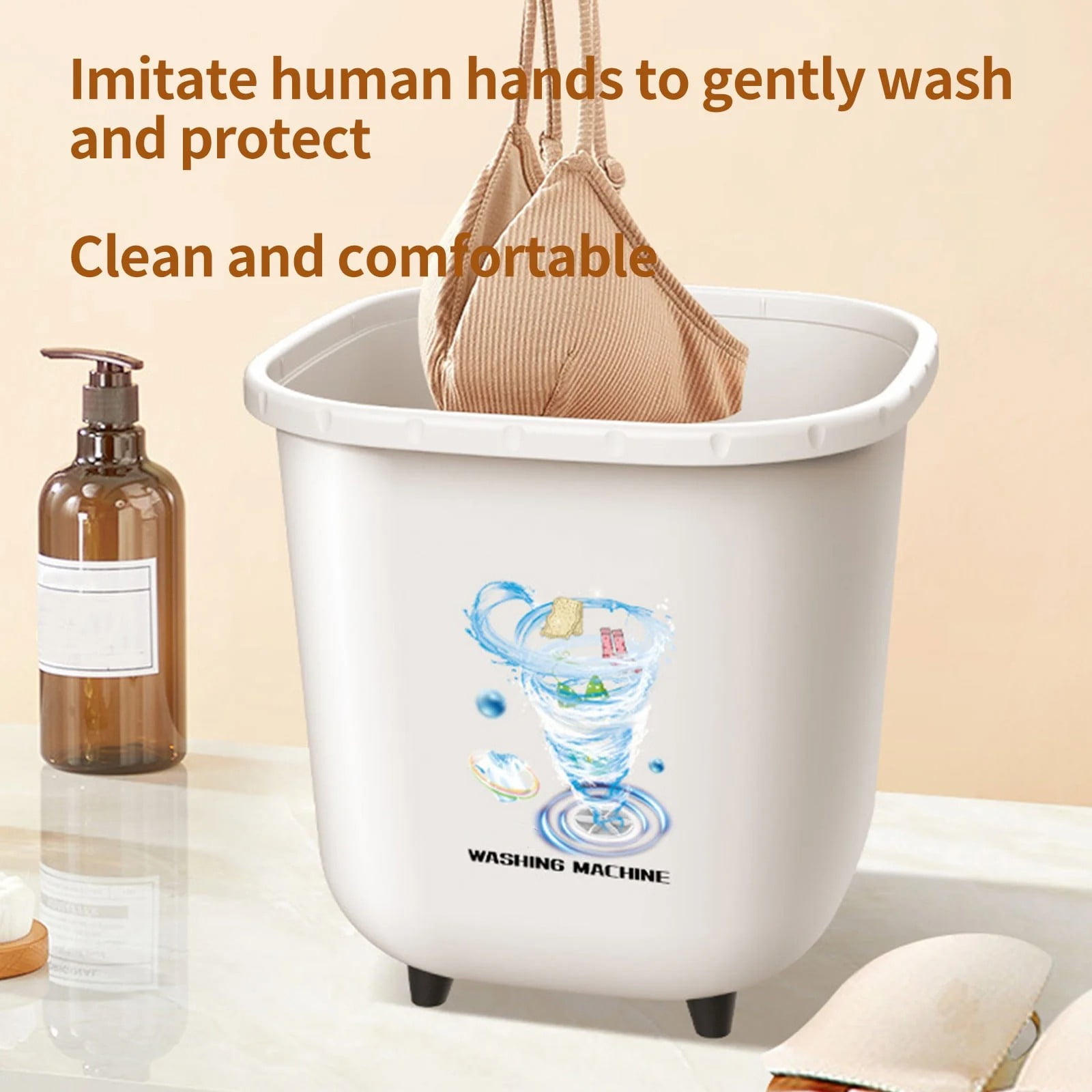 LAILLSH 2026 New Arrival Cleaning Products Portable Washing Machine For Clothes Laundry Bucket Washer For Camping RV Travel Compact