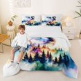 thumbnail image 2 of Metsweet Watercolor Gradient Dragon Full Size Comforter Sets 3-Piece, Ombre Smooky Jungle Bedding Comforter Set, Blue Purple Green,1 Comforter and 2 Pillowcases, 2 of 6