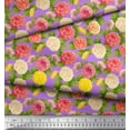 thumbnail image 2 of Soimoi Purple Viscose Chiffon Fabric Leaves & Begonia Floral Print Fabric by the Yard 42 Inch Wide, 2 of 3