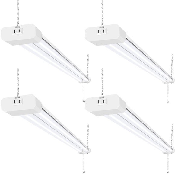 hykolity 4 Pack 4FT LED Shop Light, Linkable Utility Shop Lights, 42W, 5000K Daylight White Shop Light for Garages, Workshops,Hanging or FlushMount, Power Cord with