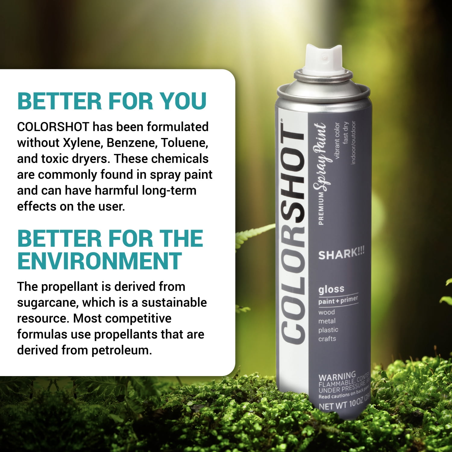COLORSHOT Gloss Spray Paint, Shark!!! (Dark Gray) 10 oz. 4 Pack, Fast-Drying Acrylic Paint, Indoor & Outdoor Use