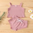 thumbnail image 3 of Newborn Baby Shorts Suit  Sling Plain Color Ribbed Camisole Tops+High Waist Triangle Short Pants, 3 of 10
