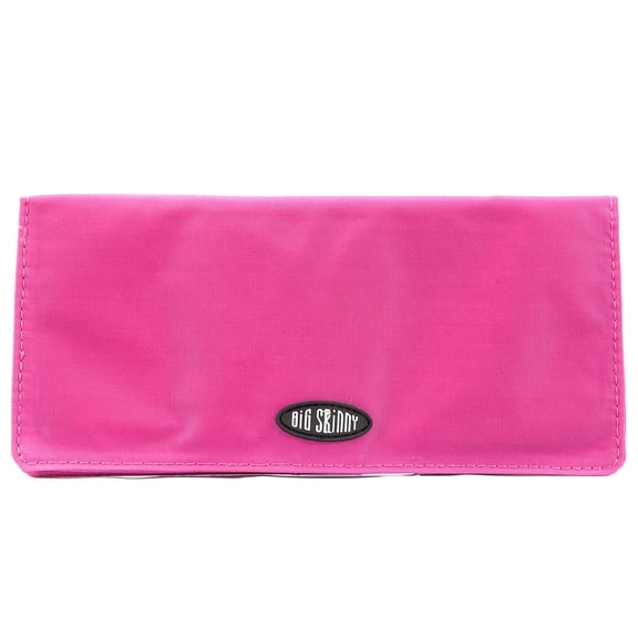 Big Skinny Thin Executive Checkbook Bifold Wallet with Zippered Pocket, Fuchsia