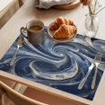 thumbnail image 3 of Navy Blue Abstract Placemats Set of 6 White Moire Abstract Place Mats Indoor Wipeable Table Mats Washable Cloth Dining Table Placemats for Kitchen Holiday Party Home Decor 13x19 Inch, 3 of 9