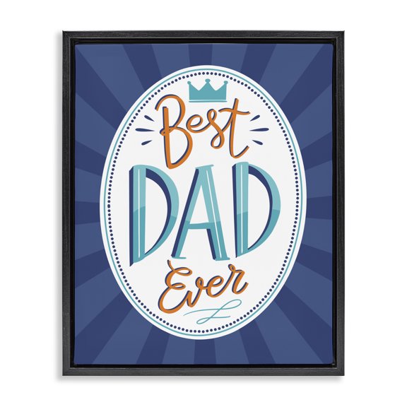 Stupell Industries Traditional Best Dad Ever Striped Phrase Black Floating Frame Canvas Art, 17 x 21, by Angela Nickeas