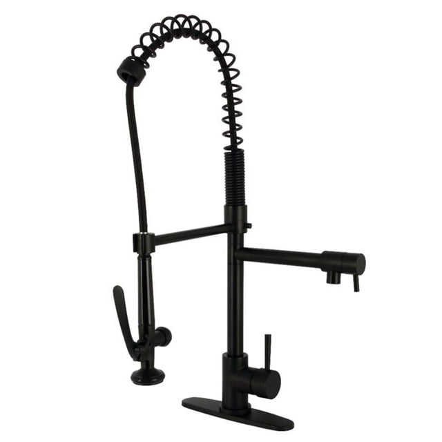 Kingston Brass LS8500DL Concord Robinet de Cuisine Pré-Rinçage à Poignée Unique Noir Mat