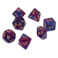 thumbnail image 2 of Juego de dados poliédricos de 7 Uds., juego de mesa divertido portátil impermeable, dados para juegos de mesa, suministros escolares, morado y azul YUNYI BRAND Deportes, 2 of 8