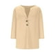 thumbnail image 5 of Blusa de manga larga,Blusa informal con cuello en V y mangas 3/4 para mujer, abotonada, de poliéster y elastano, ideal para todas las estaciones, sopatenor, 5 of 9