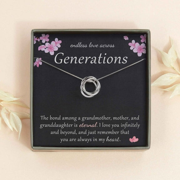 Anavia Three Generations Necklace Gift for Grandmother, Mother, Granddaughter, Endless Love Across Generations 925 Sterling Silver Necklace