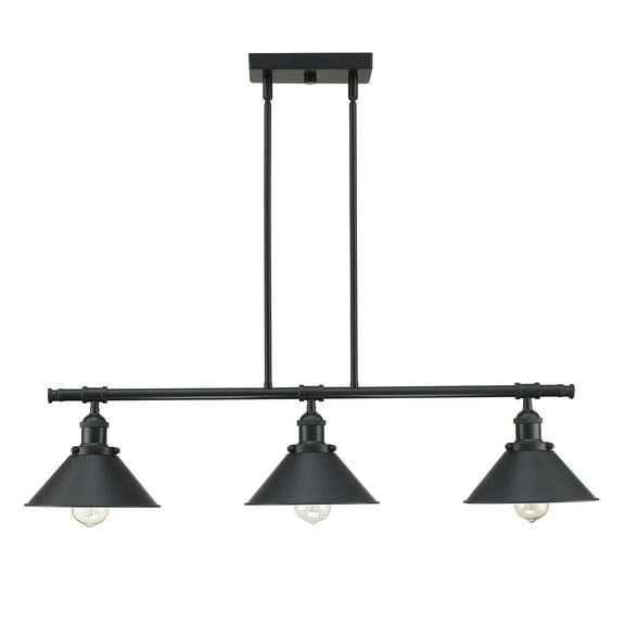3-Light Matte Black Pendant Lighting for Kitchen Island Industrial Ceiling Mount Light Fixture for Dining Room, Living Room, Dining Table, Bars with Gold Painting Inside Finish
