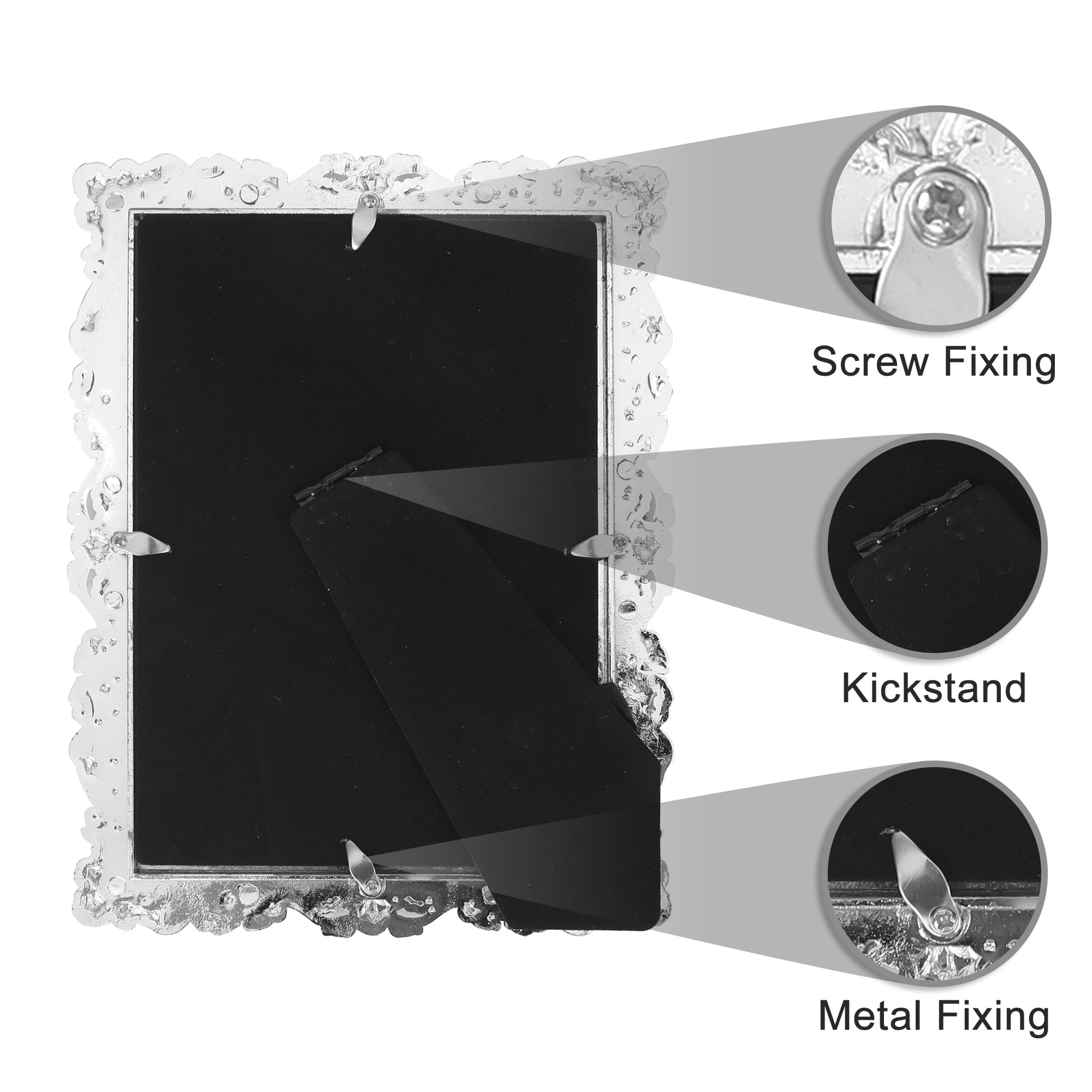 Unique Bargains Picture Frame Luxury Photo Frames Silver 5x7