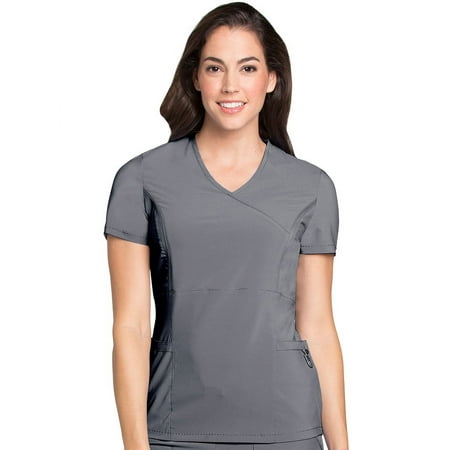 Lynx Women's Mock Wrap Fierce Tunic Solid Scrub Top