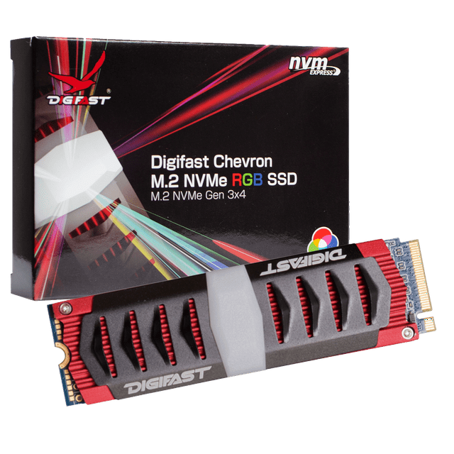 Digifast Chevron 512GB M.2 NVMe RGB SSD - Gen3x4 PCIe, M.2 2280, Toshiba BiCS3 NAND