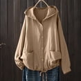 thumbnail image 4 of IUYRTFE Women's Cotton Linen Zip Up Hooded Jacket Long Sleeve Relaxed Fit Casual Lightweight Coat, 4 of 6