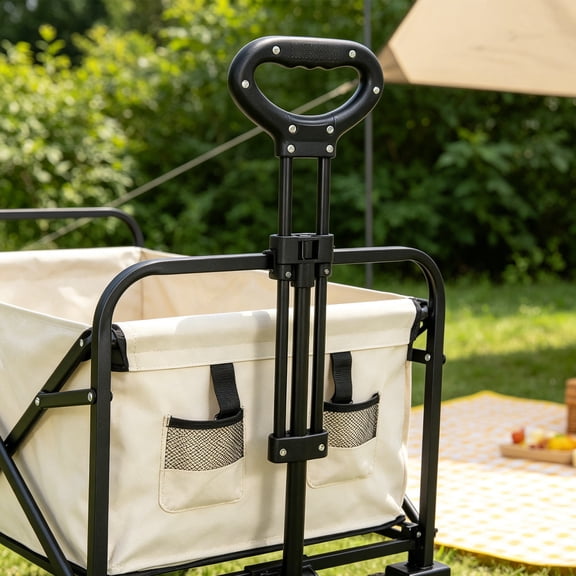 Milisten Wide Compatible Black Wagon Pull Handle Outdoor Camping Trolley Accessories