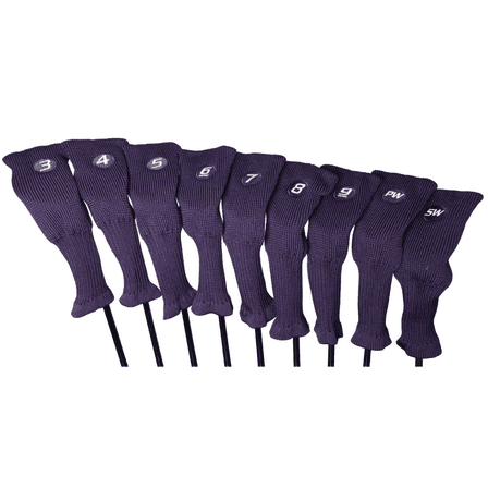 Majek Hybrid Golf Club DARK AMETHYST PURPLE Neoprene Acrylic Headcover Set #3-SW