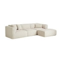 thumbnail image 4 of 122" Velvet Sofa with Movable Footstool & 3 Throw Pillows, 4-Seater L-Shape Modular Sofa with 27'' Deep Seat, Upholstered Sleeper Couches for Living Room Bedroom, No Assembly Required, Beige, 4 of 9