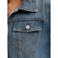 thumbnail image 5 of DARING DIVA Women's Short Sleeve Denim Collared Button Up Cropped Jean Jacket M Grey Blue, 5 of 7