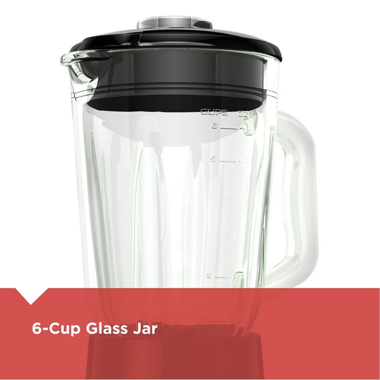 BLACK+DECKER Blender with 6-Cup Glass Jar, Red, BL1110RG 