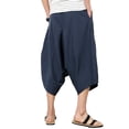 thumbnail image 6 of Zylarhe Casual Pants for Men, Men Summer Casual Mid Waist Loose Cropped Harem Pants With Pockets Navy XXXXXL, 6 of 6