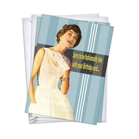 Fashionably Late Belated Birthday Cards | 1 Pack Single (5x7)