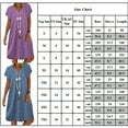 thumbnail image 2 of Uhndy Women Short Sleeve Polka Dot Striped Summer Midi Dress Plus Size Casual Sundress Blue L, 2 of 2