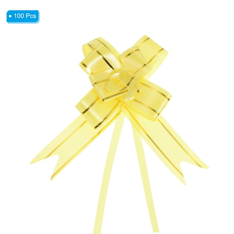 Uxcell 10 Inch Pull Bows Ribbon Gift Wrapping String Gold Thread Style  Decorative Bow Tie Yellow 100 Pack 