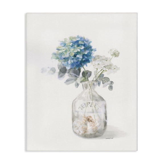 Stupell Industries Farmhouse Flower Jar Beach Still Life Blue Canvas Art, 24 x 30, by Danhui Nai