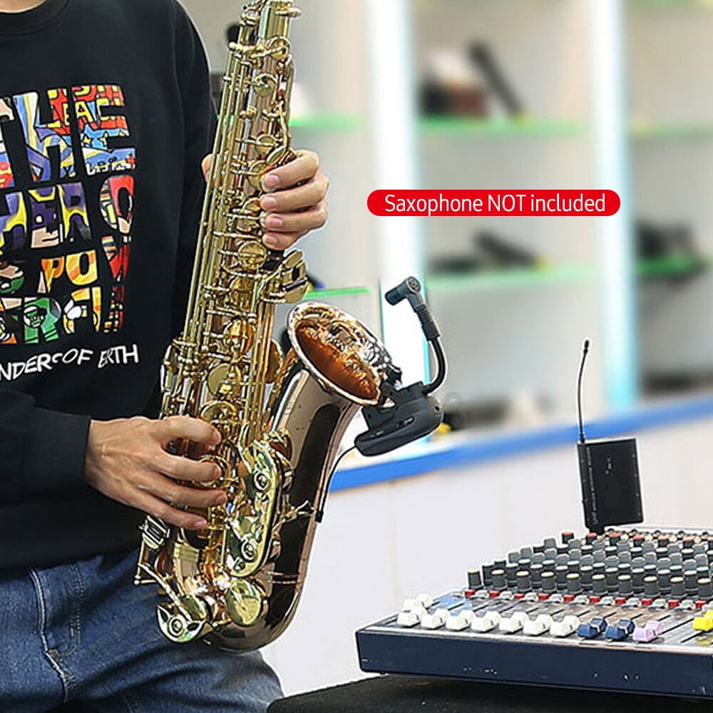 Baomic BM-12/V2 Professional UHF Wireless Instrument Microphone System Receiver & Transmitter 16 Channels for Sax Saxophone French Horn Trumpet Trumbone